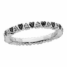 Simply Stacks™ Sterling Silver Black & White Diamond Hearts Band Ring