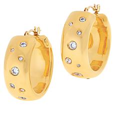 Soave Oro 14K Electroform Cubic Zirconia Hoop Earrings