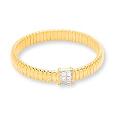 Soave Oro 14K Electroform CZ-Accent Tubogas Bangle Bracelet