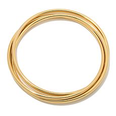 Soave Oro 14K Gold Electroform 3 Interconnected Bangle Bracelets