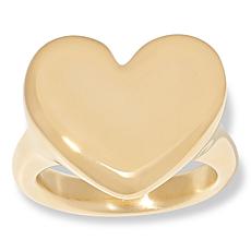 Soave Oro 14K Gold Electroform Polished Heart Signet Ring