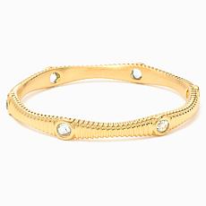 Soave Oro Gold Electroform Wavy Ribbed Gemstone Bangle Bracelet