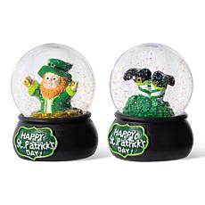 St. Patrick's Resin Leprechaun Waterglobes 2-piece Set