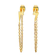 Stately Steel Stainless Steel Lightning Bolt Chain Stud Earrings