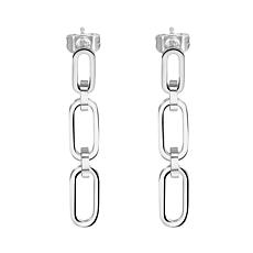 Stately Steel Stainless Steel Rectangular Chain Link Drop Earrings