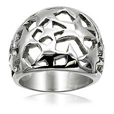 Stately Steel Star Cutout Ring