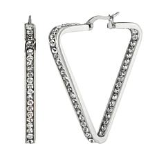 Stately Steel Triangle Inside-Outside Pavé Hoop Earrings - 1-1/2"
