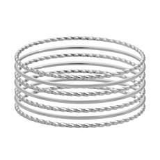 Stately Steel Twisted Bangle Bracelet 7-piece Set