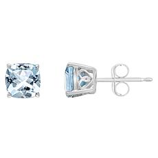 Sterling Silver 6mm Cushion-Cut Gemstone Stud Earrings