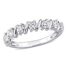 Sterling Silver .70ctw Moissanite Wave Semi-Eternity Band Ring