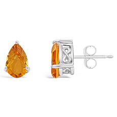 Sterling Silver 8x5mm Pear-Shaped Gemstone Stud Earrings