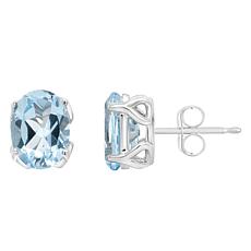 Sterling Silver 8x6mm Oval-Cut Gemstone Stud Earrings