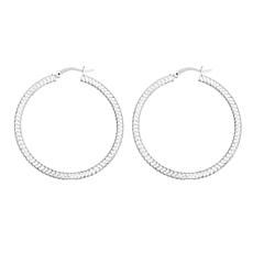 Sterling Silver Diamond-Cut Round Tube Round Hoop Earring - 3/4"