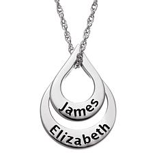 Sterling Silver Nesting Teardrop Names Necklace - 2 Names