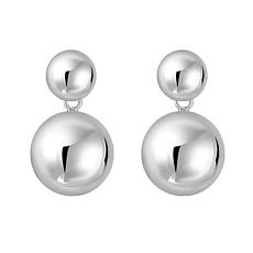 Sterling Silver Round Puff Flat Back Drop Earrings