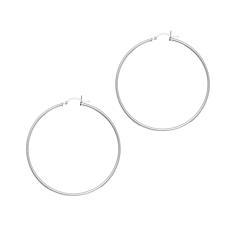 Sterling Silver Round Tube Round Hoop Earring - 2 7/16"