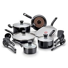 T-Fal G917SG64 Initiatives 16-Piece Ceramic Cookware Set, Black