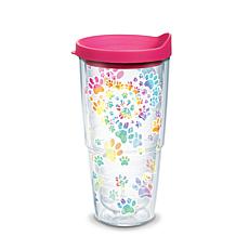 Tervis Project Paws Tie Dye Paw Heart 24 oz Tumbler with fuchsia lid