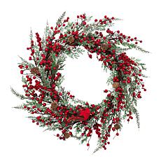 The Gerson Company 24" Winter Greenery Spray Wreath with Berry Accents