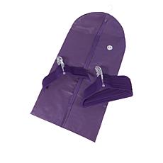 Joy Mangano The Joy Hangers Anti-Microbial 37-Piece Set with Shelf Organizer - Purple