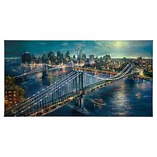 Thomas Kinkade Moonlight over Manhattan 16 x 31 Gallery Wrapped Canvas