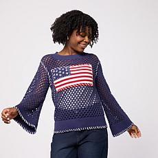 Tower Hill by Christie Brinkley American Flag Cotton Sweater