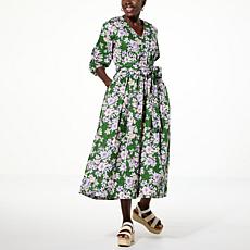 Tower Hill by Christie Brinkley Cotton Poplin Belted Midi Dress