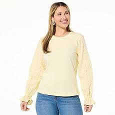 Tower Hill by Christie Brinkley Mixed Media Balloon Sleeve Top