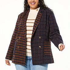 TWRHLL by Christie Brinkley Double-Breasted Blazer with Patch Pockets