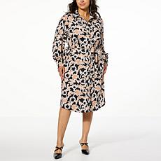 TWRHLL by Christie Brinkley Long Sleeve Shirt Dress with Belt