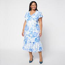 TWRHLL by Christie Brinkley Printed Sweetheart Neck Dress
