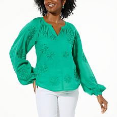 TWRHLL by Christie Brinkley Self Appliqué Blouse