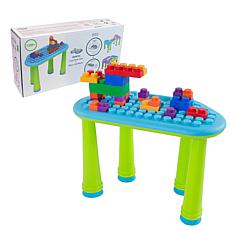 UNiPLAY Soft Building Table with 25-Piece Building Blocks - Blue