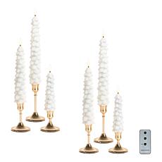 Unmatched Christmas Tree Taper Candles with Holders - 12-piece Set