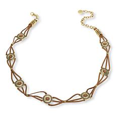 Vince Camuto Leather Cord Laced Resin Stone Concho Belt