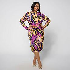 Vivica A. Fox Collection Signature Ruched Knit Midi Dress