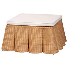 Wholesale Interiors bali and pari Palm Rattan Ottoman w/Cushion Square
