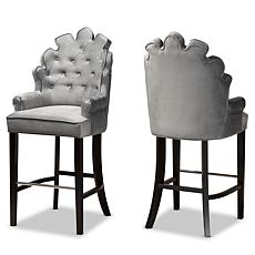 Wholesale Interiors Chloe Velvet Upholstered 2-Piece Bar Stool Set