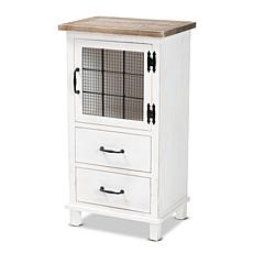 Wholesale Interiors Faron White and Oak Brown Wood 2Dr Storage Cabinet