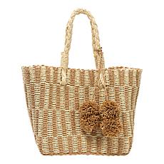 Wildflower Montauk Straw Tote with Pom Pom Purse Charm