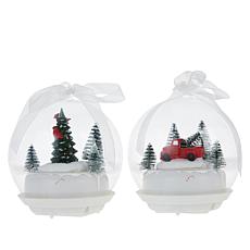 Winter Lane 2 Tabletop Musical LED Ornaments w/Rotating Scene & Timer