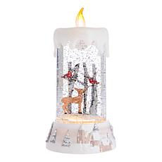 Winter Lane Holiday Glitter Candle with Snowy Village Base