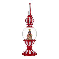 Winter Lane LED Winter Scene Spinning Glitter Snowglobe Finial