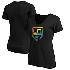 Women's Fanatics Black Los Angeles Kings Team Pride Logo V-Neck T-S...