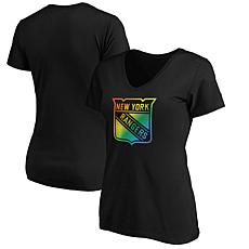 Women's Fanatics Black New York Rangers Team Pride Logo V-Neck T-Shirt