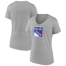 Women's Fanatics Heather Gray New York Rangers Primary Logo Team V-...