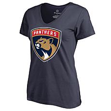 Women's Fanatics Navy Florida Panthers Primary Logo V-Neck T-Shirt