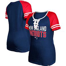 Women's New Era  Navy New England Patriots Raglan Lace-Up T-Shirt