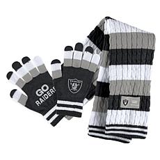 Women's WEAR by Erin Andrews Las Vegas Raiders Striped Scarf & Glov...