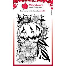 Woodware Craft Collection Clear Singles Pumpkin Flowers 4" x 6" Stamp
